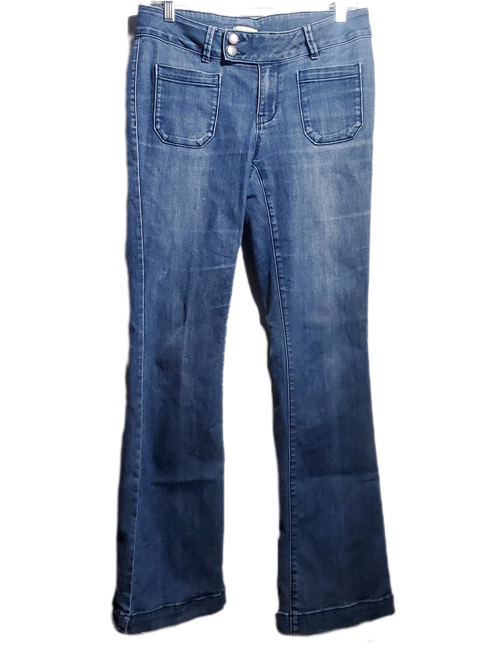 Coldwater Creek Front Patch Pockets Double Button Waist StretchFlare Jeans